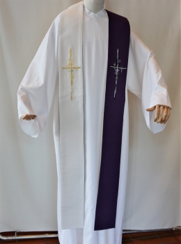 Priesterwendestola, weiß/violett