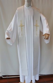 Preview: Priesterwendestola, weiß/violett