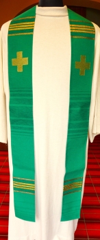 Priesterstola, grün, bestickt