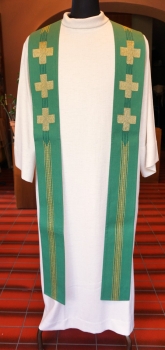 Priesterstola grün, 3 Kreuze
