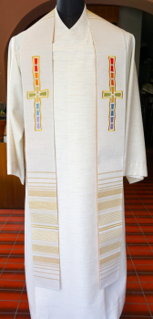 Priesterstola weiß, Motiv: Frieden