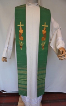 Priesterstola, Kreuz, Ähre, Trauben