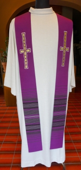 Priesterstola, violett mit modernem kreuz