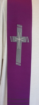 Preview: Priesterstola violett mit Kreuz