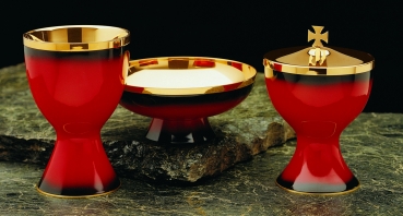 Set mit Kelch, Hostienschale und Ciborium