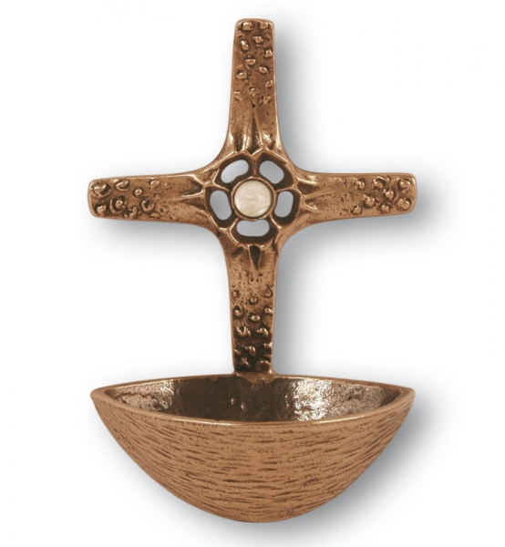 Wandweihwasserbecken, Bronze, Höhe: 13 cm, Breite: 8,5 cm