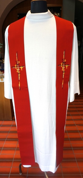 Wendestola rot/grün, gesticktes Kreuz