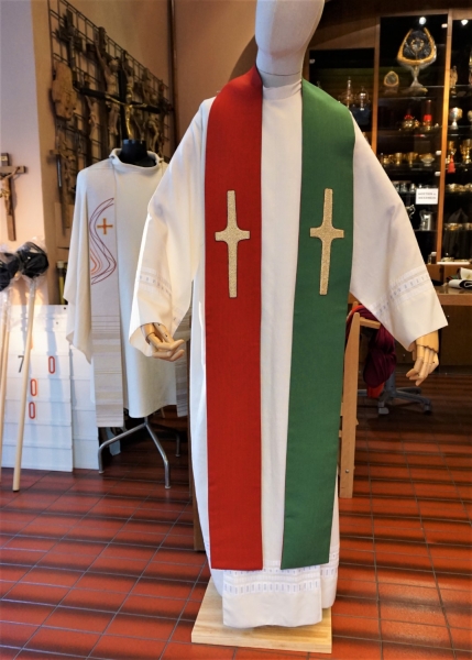 Priesterwendestola, rot/grün