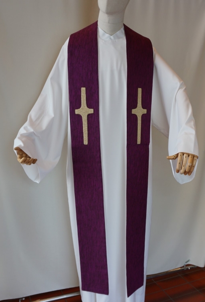 Priesterwendestola, weiß/violett