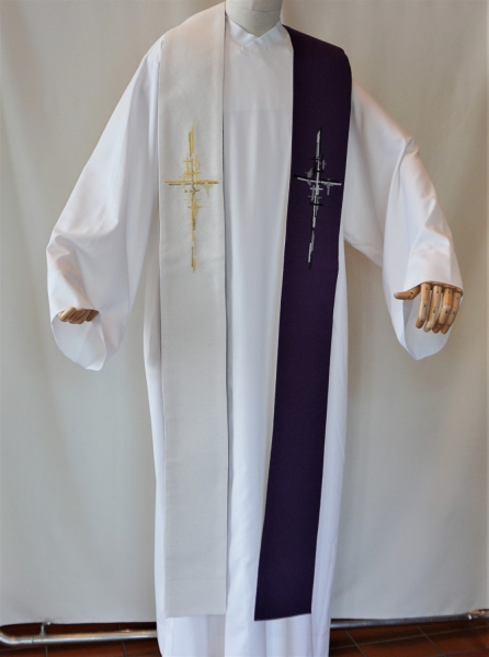 Priesterwendestola, weiß/violett