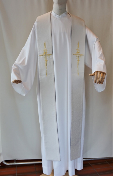 Priesterwendestola, weiß/violett