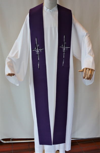 Priesterwendestola, weiß/violett