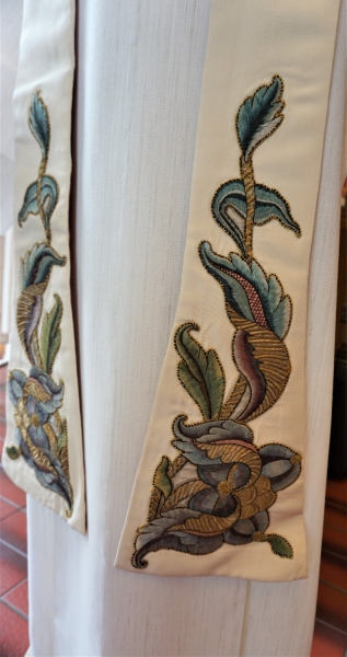 Priesterstola, barock, handbestickt, Einzelstück