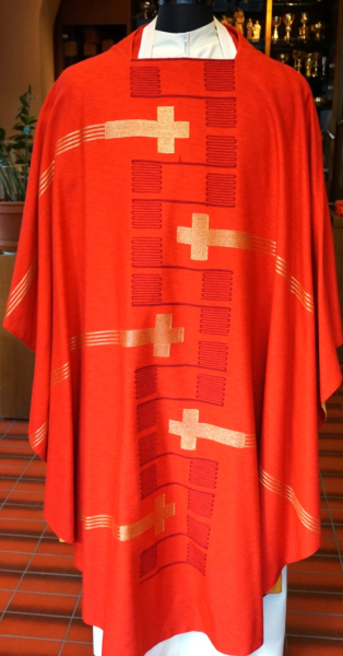 rotes feierliches Messkleid, Goldlurex