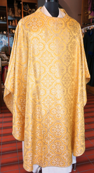 gelb/goldenes Messkleid, Motiv: Kreuzblume