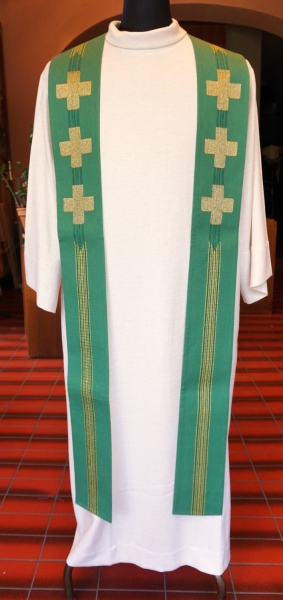 Priesterstola grün, 3 Kreuze