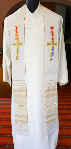 Priesterstola weiß, Motiv: Frieden