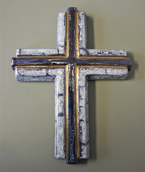 Wandkreuz, Keramik, 21,5 x 16,5 cm